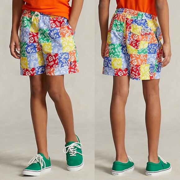 POLO RALPH LAUREN Boys Traveller Patchwork Bandana Swim Trunks